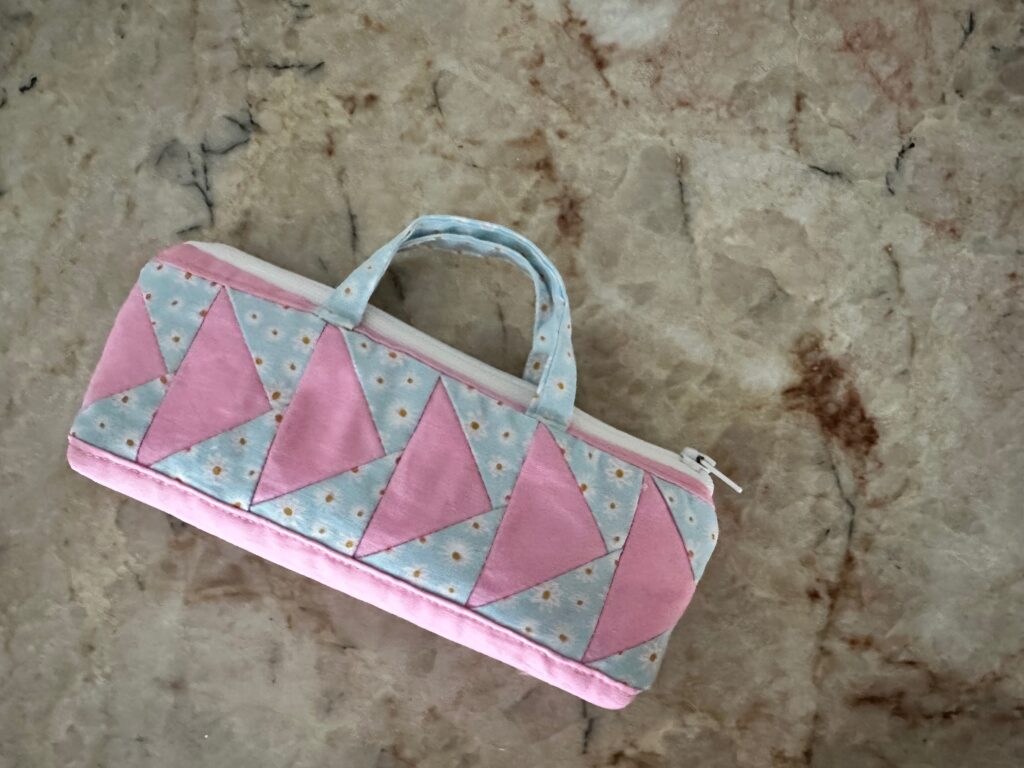 finished Flying Geese pencil pouch