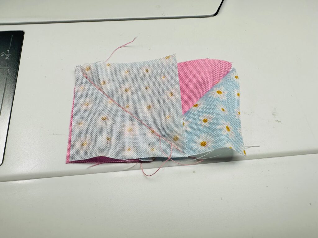 attaching second sky fabric to Flying Geese block