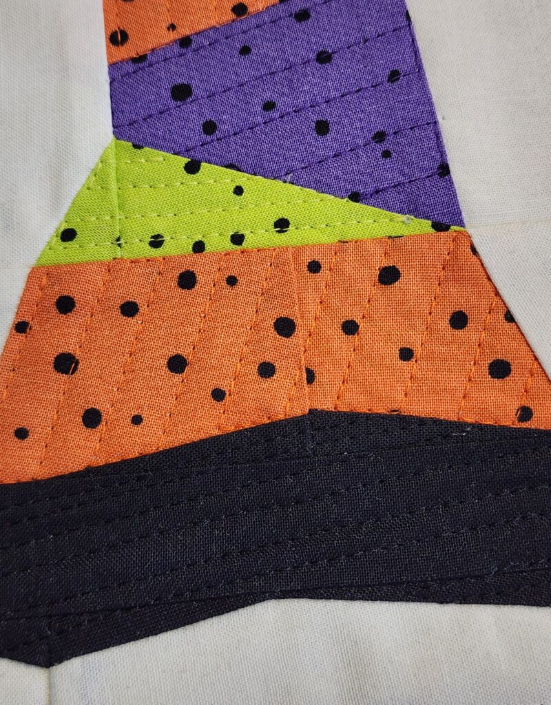 detail of quilting on Witch hat