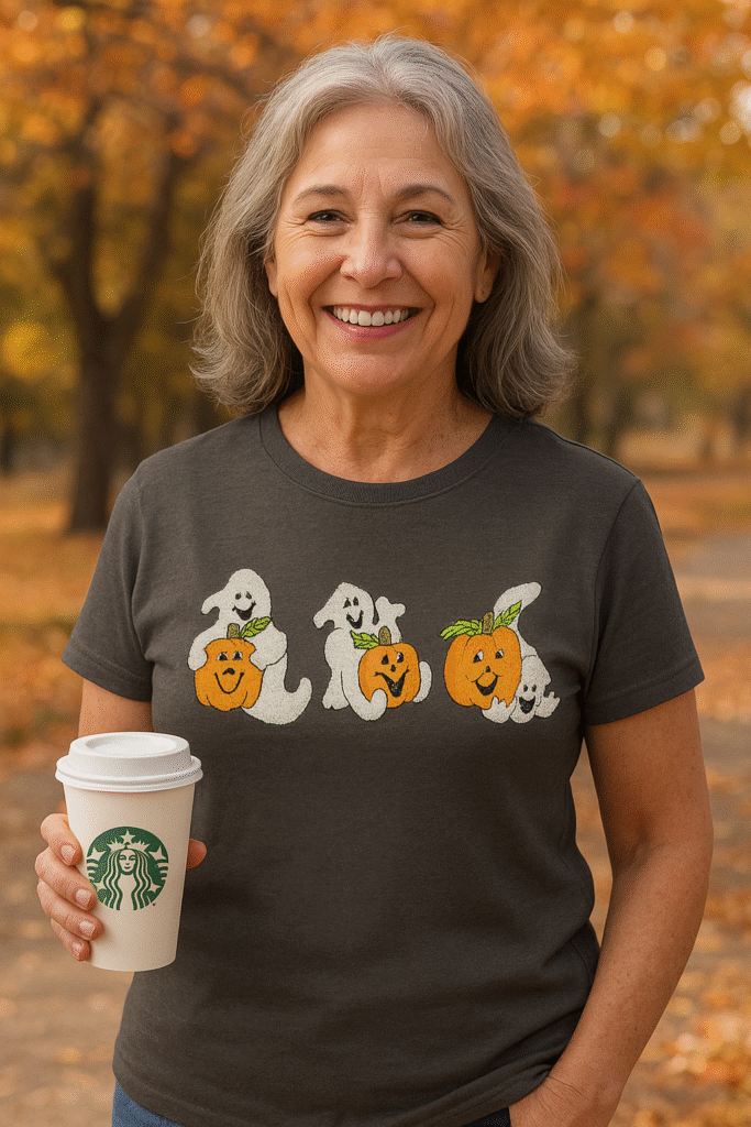 Trio of Ghosts on T-shirt with model