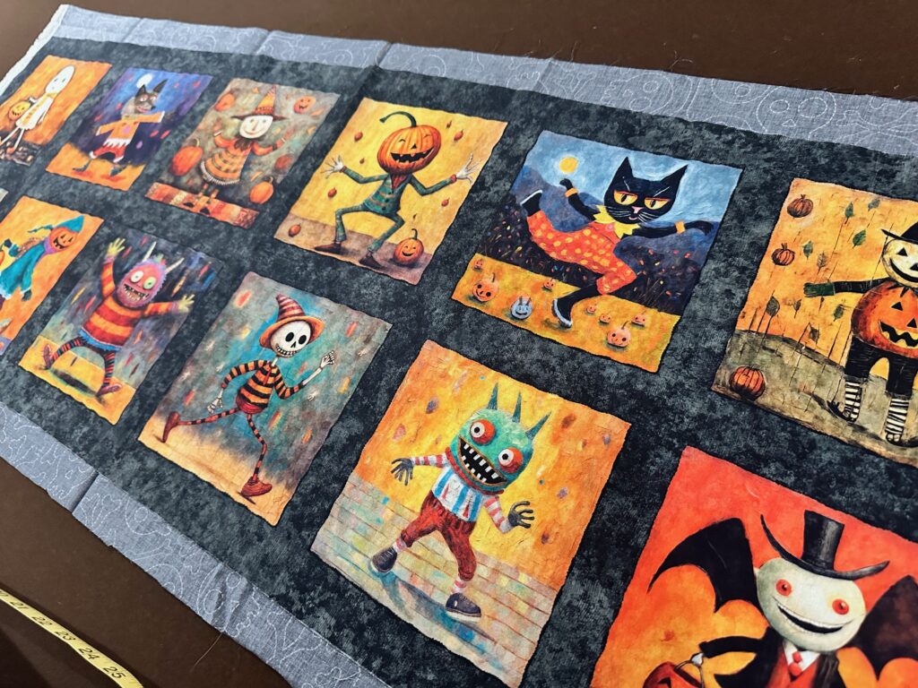Halloween Creepin it Real Table Runner as quilt sandwich