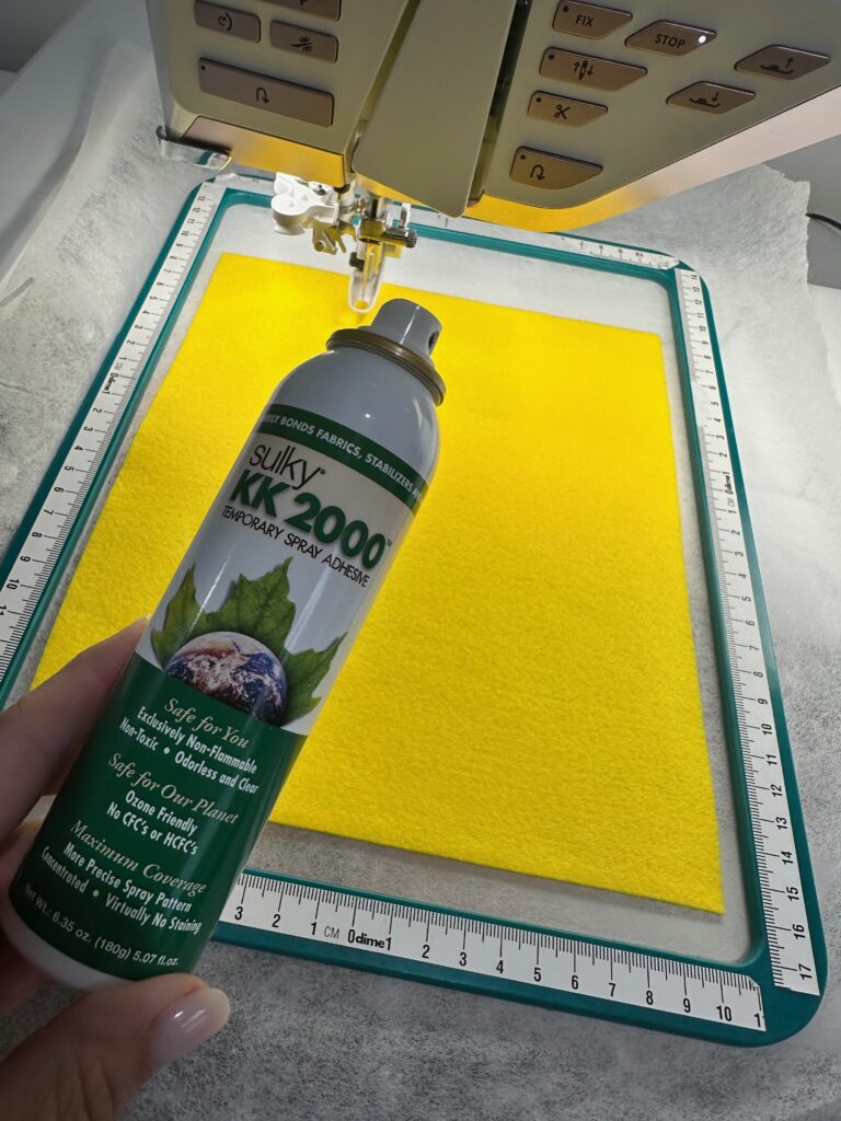 using KK2000 from Sulky to adhere Felty in hoop