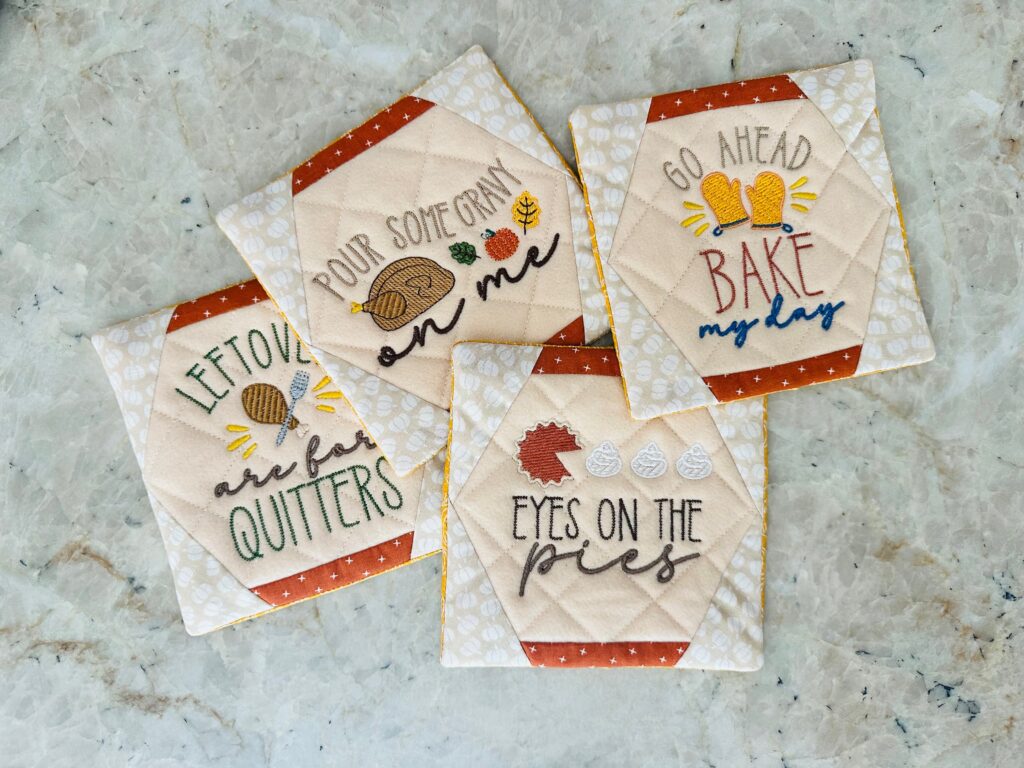 Finished coaster set on table