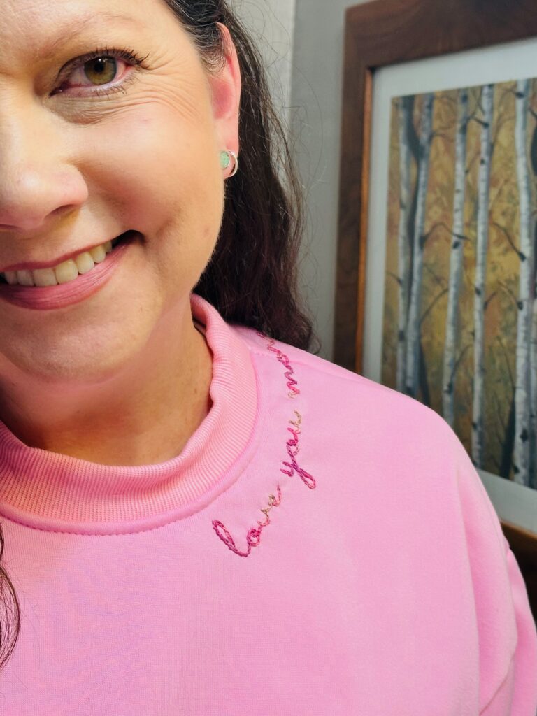 Hand Embroidered Neckline Sweatshirt