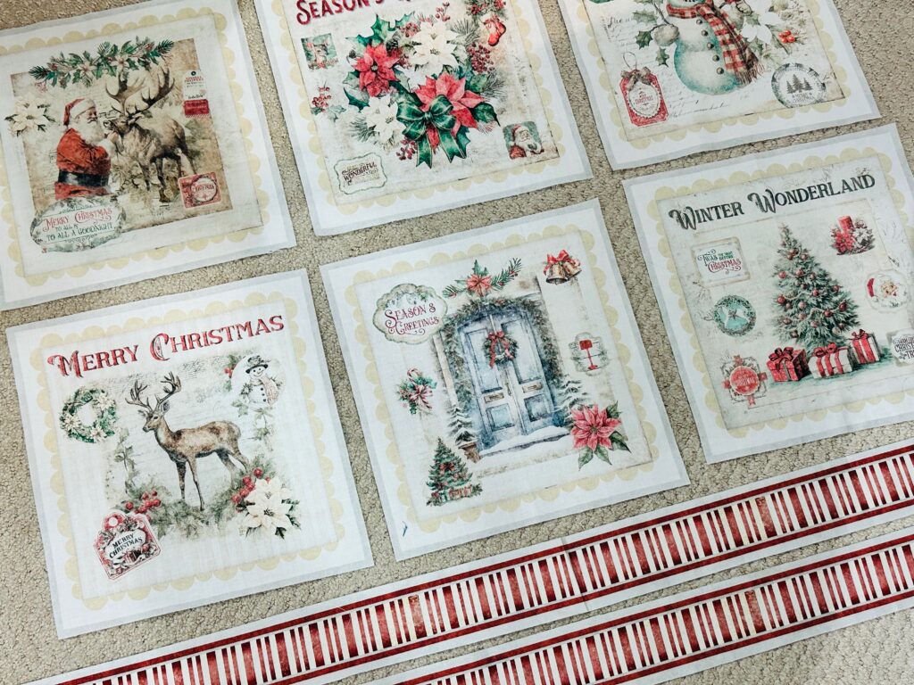 Christmas Collage Table Runner pieces cut apart