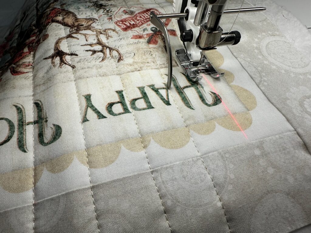 quilting Christmas Collage Table Runner with Poly Sparkle Thread