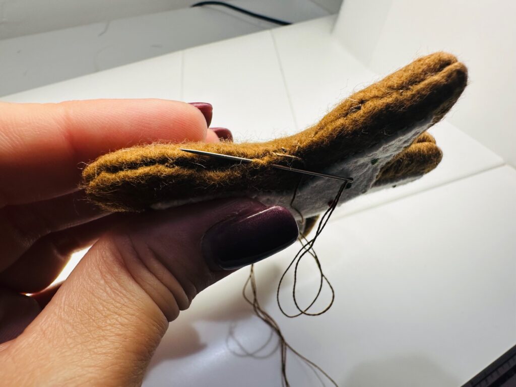 hand sewing close up shot