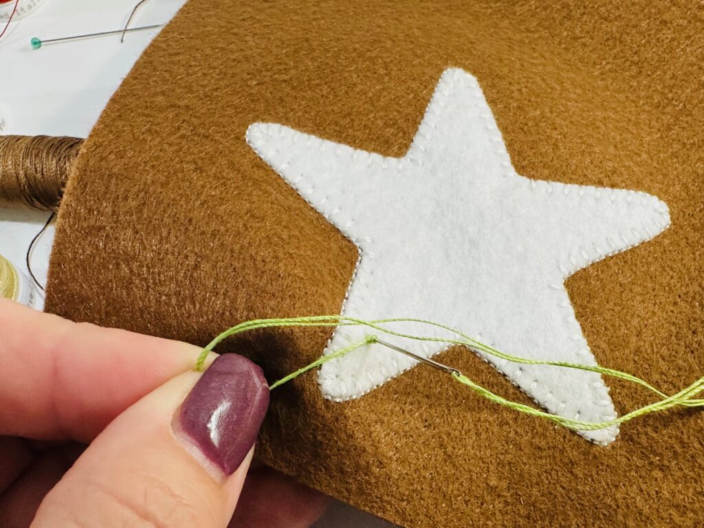 adding French knots to appliqué star