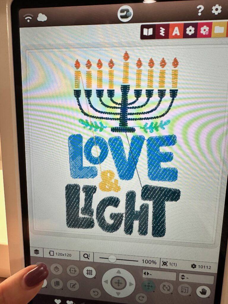 Love and Light Hanukkah design on screen