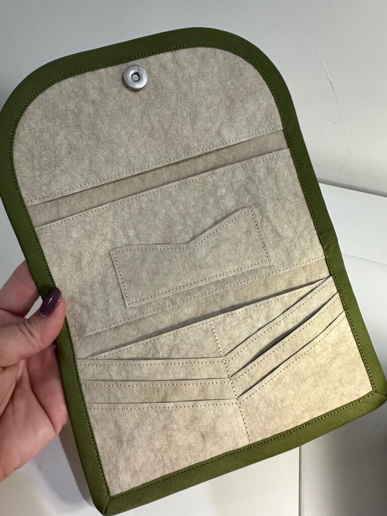 finished Lucky Penny Wallet with binding
