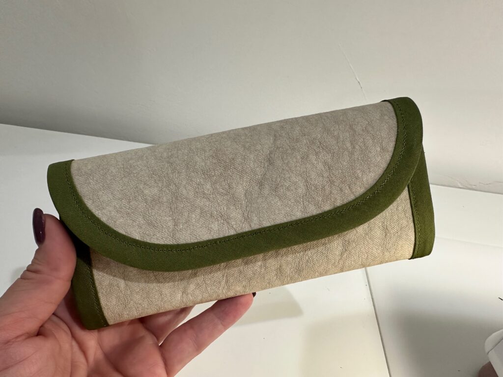 hand holding finished Lucky Penny Wallet