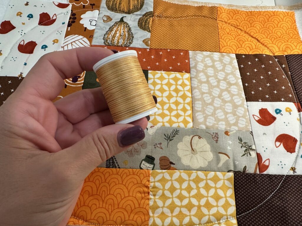 30 wt Cotton Blendables Thread for Quilting Pumpkin Potholder