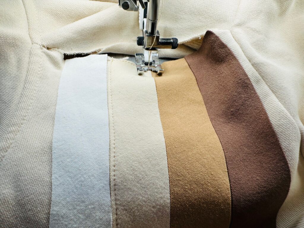 stitching stripes to sweatshirt