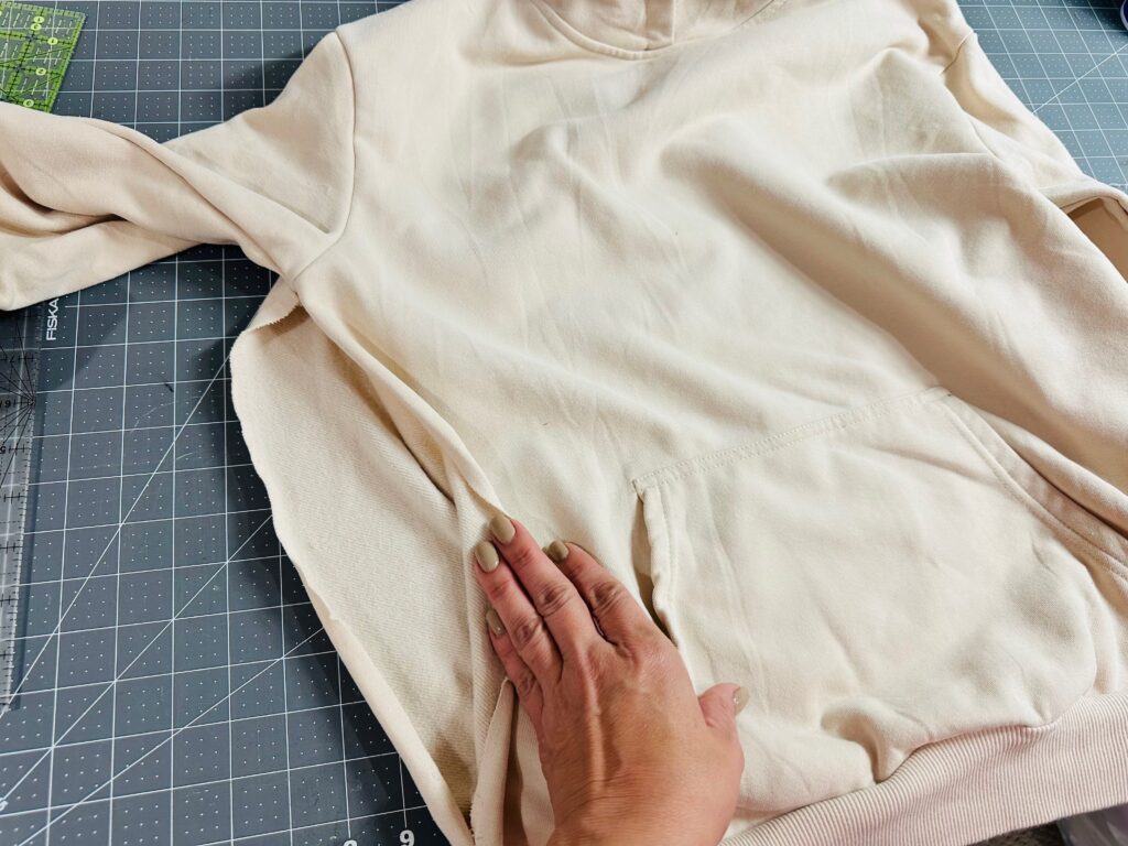 side seam removed from sweatshirt
