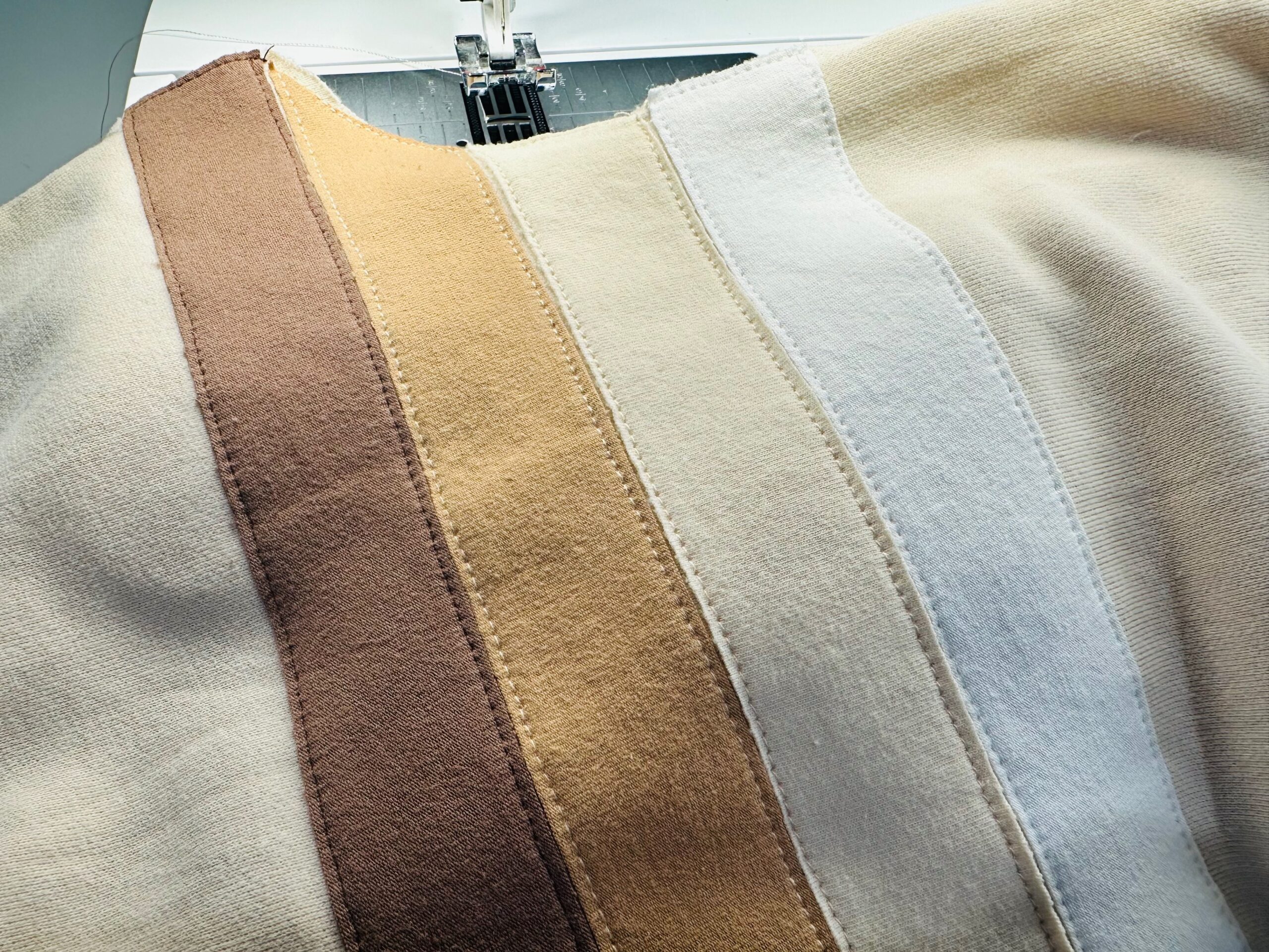 finished stripe appliqués on sweatshirt