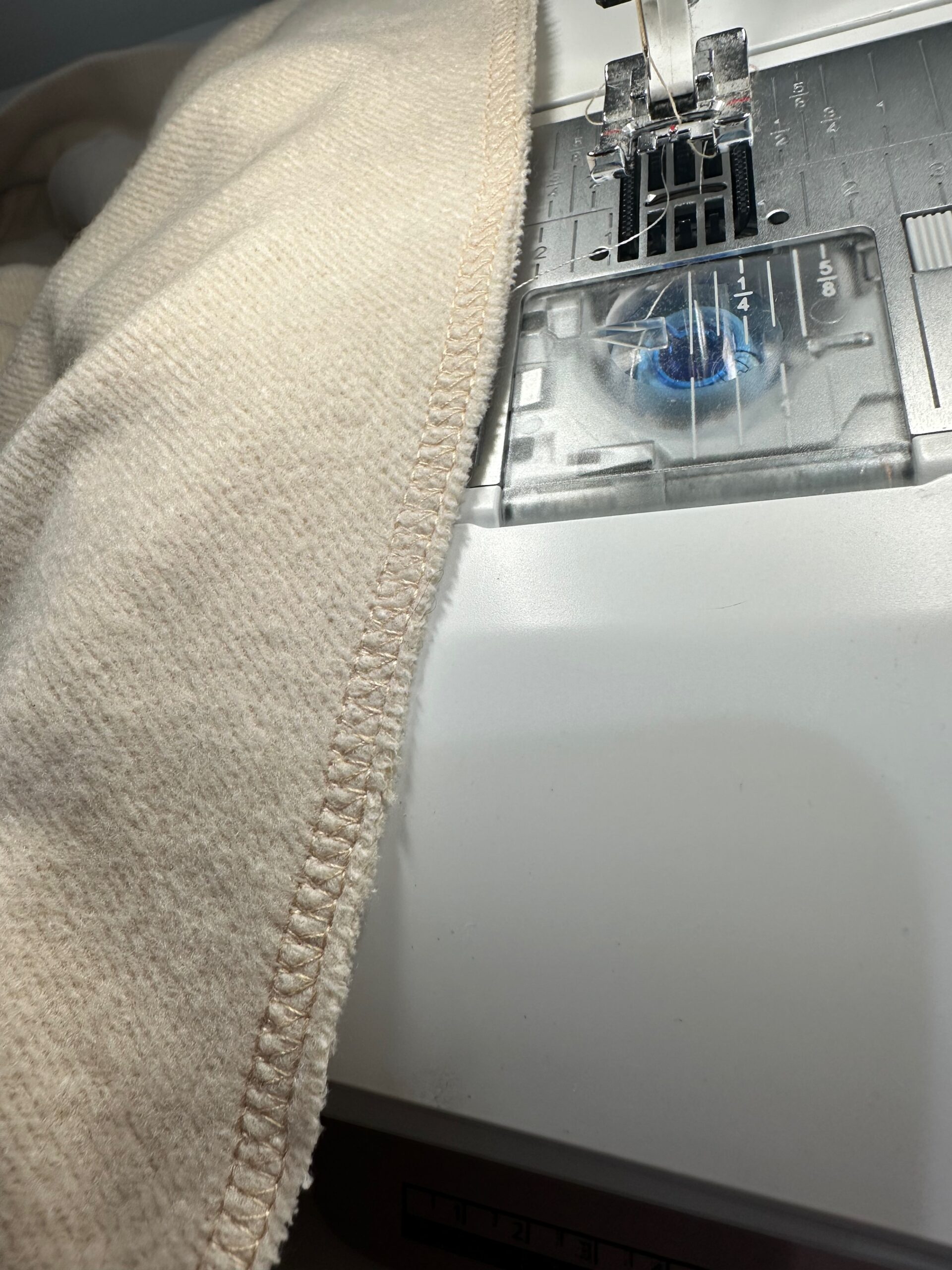 stitching seams back together on sweatshirt knockoff