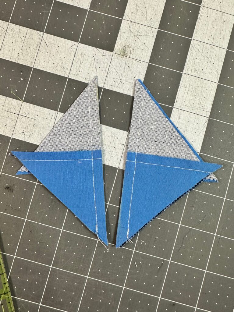 HSTs cut apart for hourglass blocks