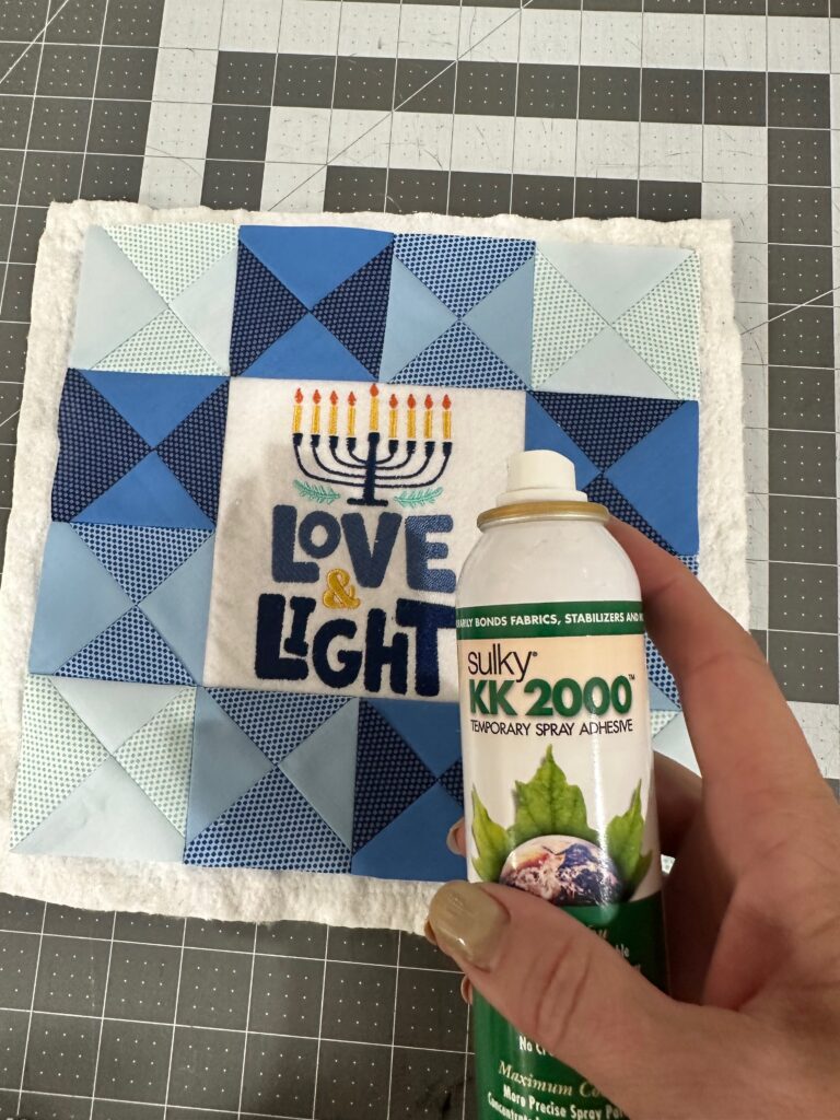 adhere pillow top to batting with KK2000