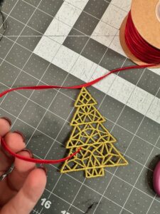 cutting ribbon for ornament hanging