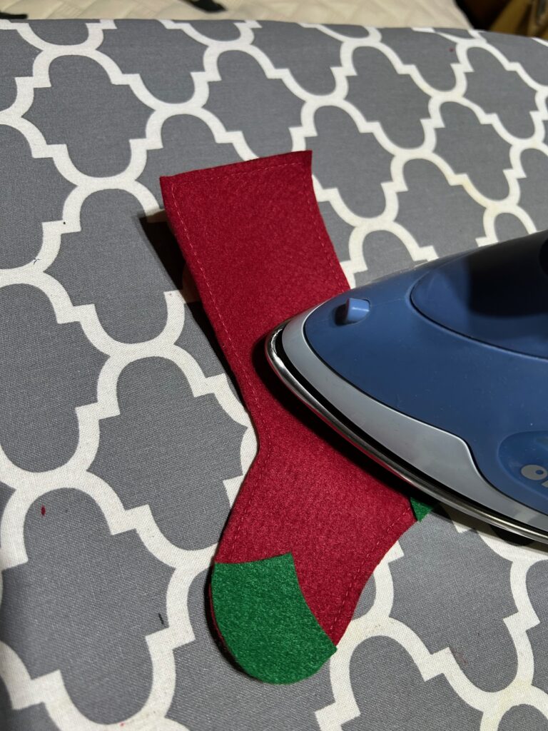 fusing Santa's sock pieces