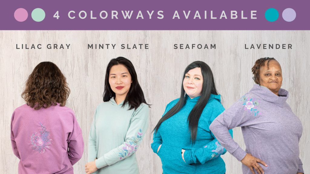 luxe loungewear dolman top on four models