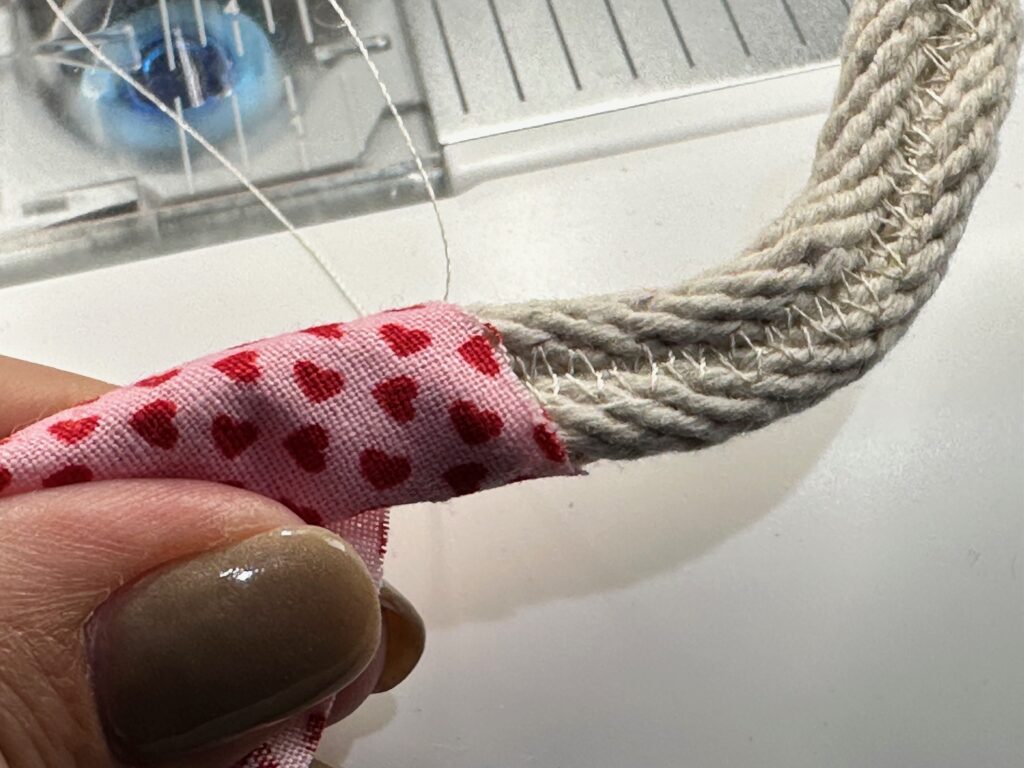 wrapping rope ends with fabric strip