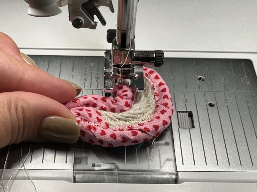 continuing to stitch rope shape