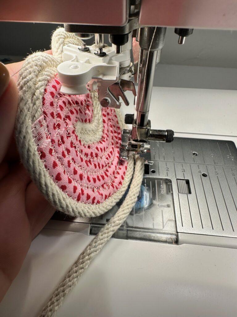 lifting up heart shaped rope to create tray