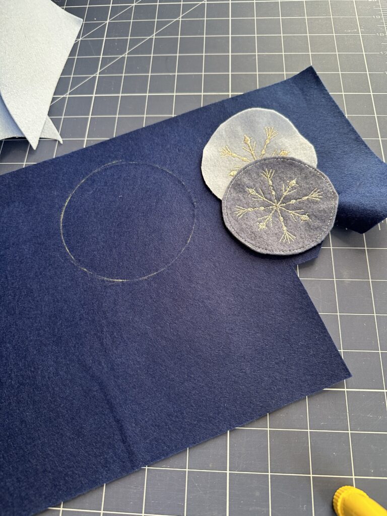 Felty circles cut out for ornaments