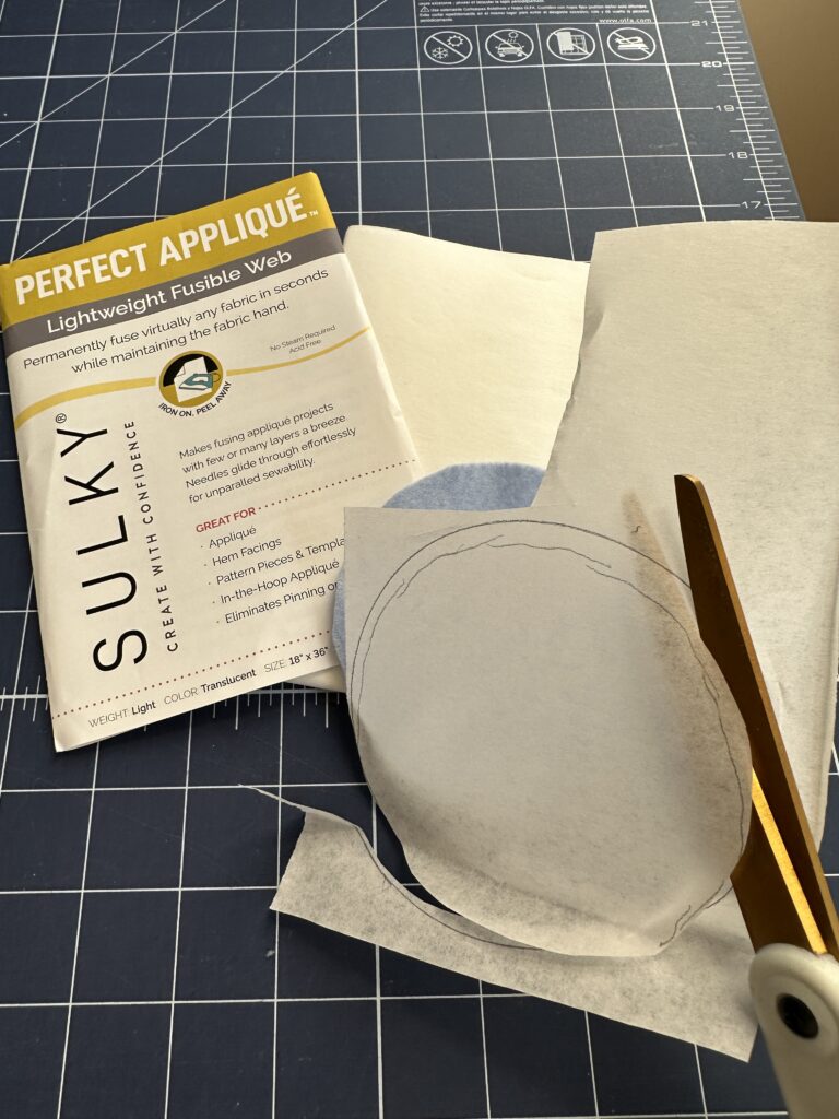 cutting circles for ornaments from Sulky Perfect Applique Fusible Web