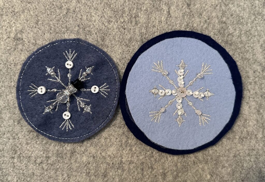 ornaments with beads sewn on