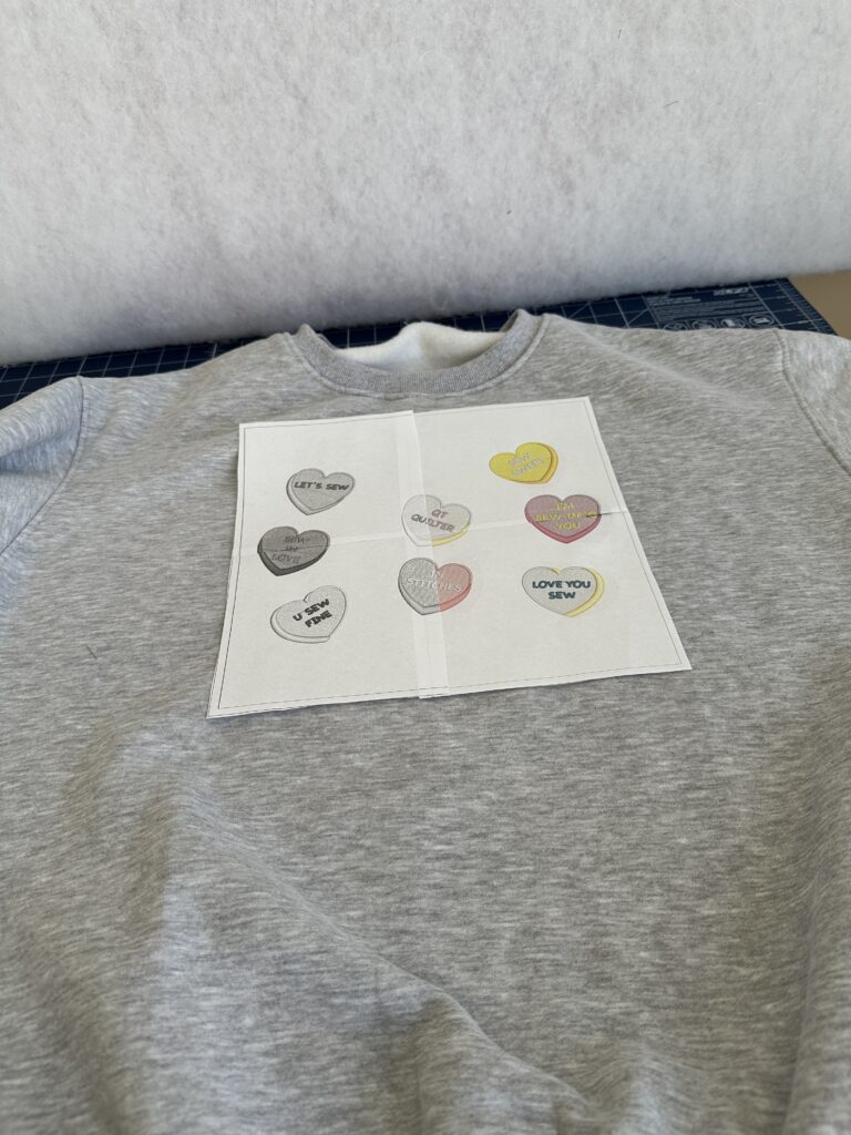 positioning design template on sweatshirt