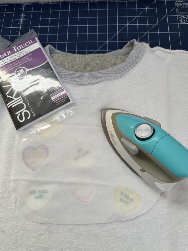 fusing tender touch to sweatshirt wrong side