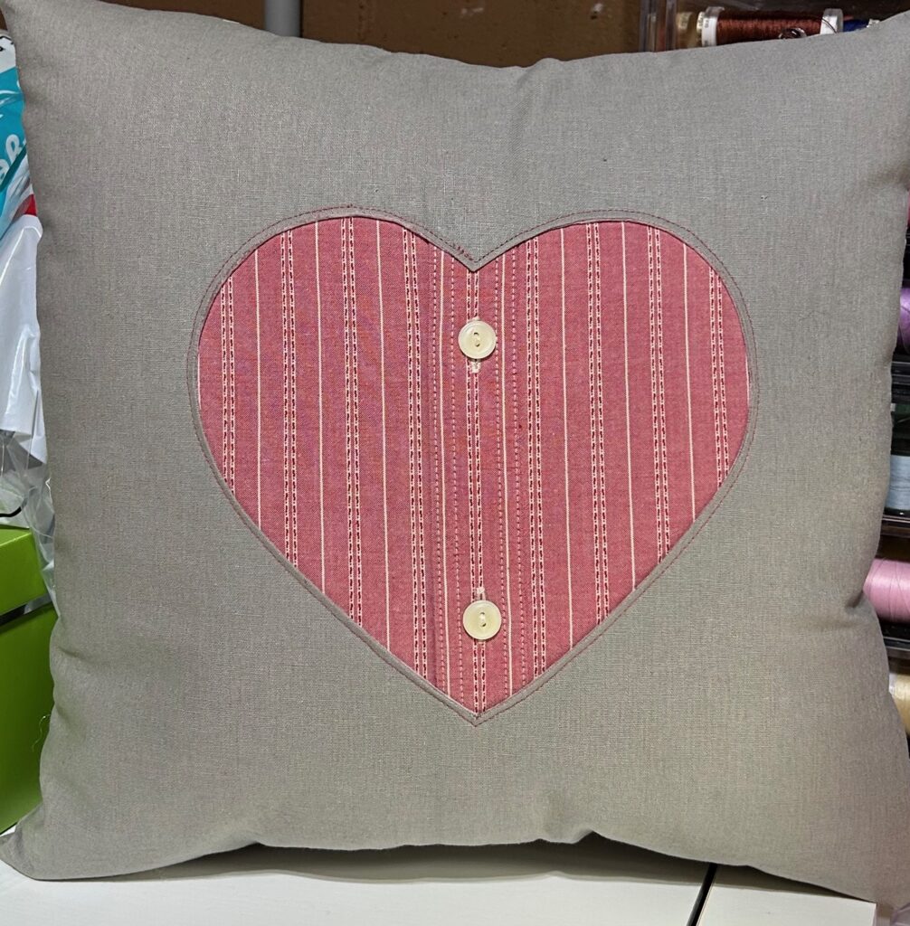 finished pillow on table