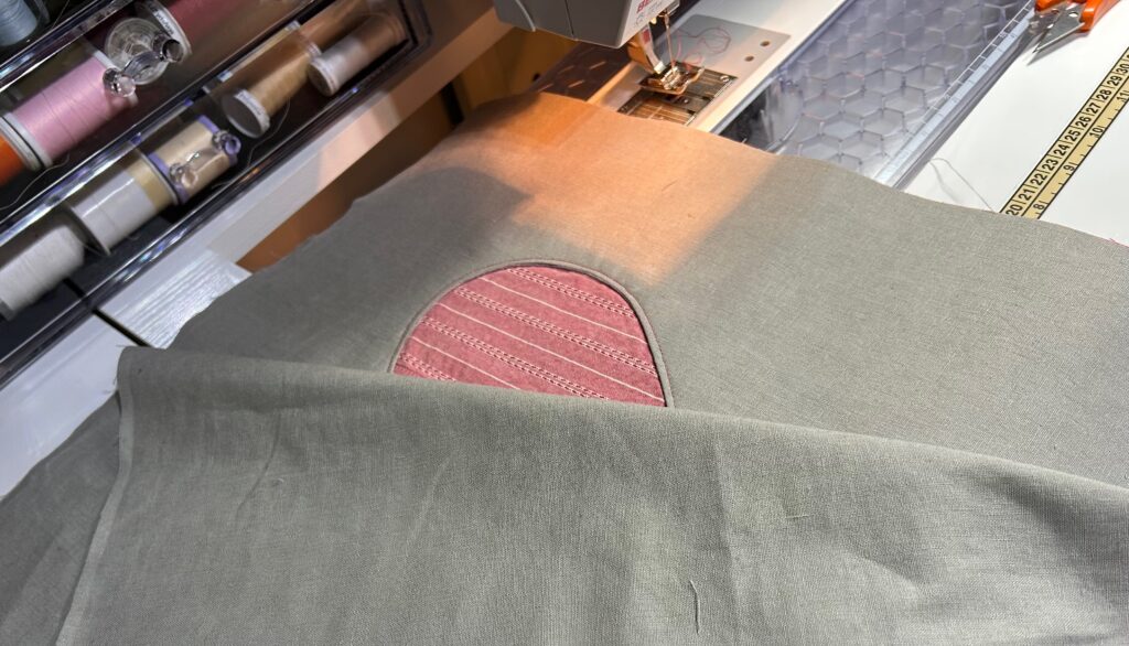 stitching pillow front and back together