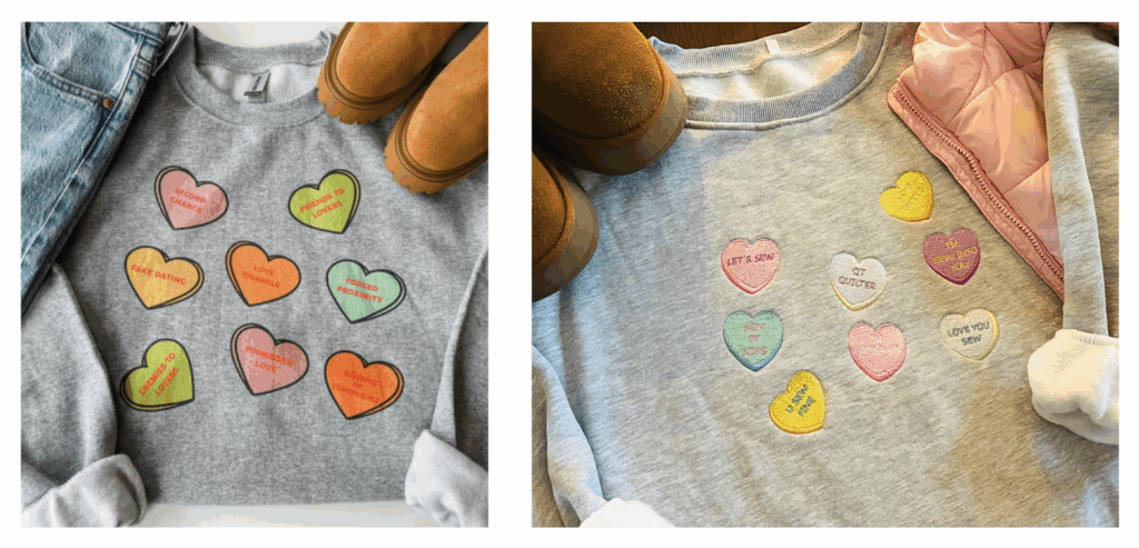 Conversation Heart Sweatshirts from Inspiration to Stitching