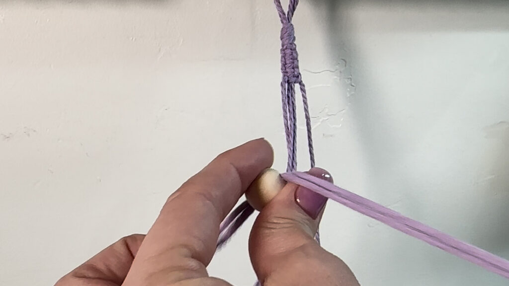 adding a bead to a square macrame knot