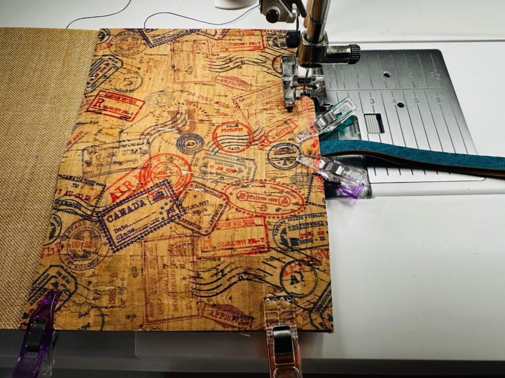 stitching ties in place with topstitching