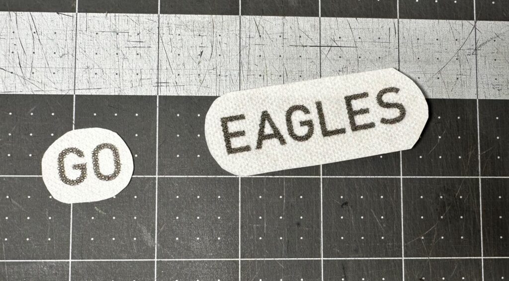 embroidered shoelaces Stick 'n Stitch Transfer method