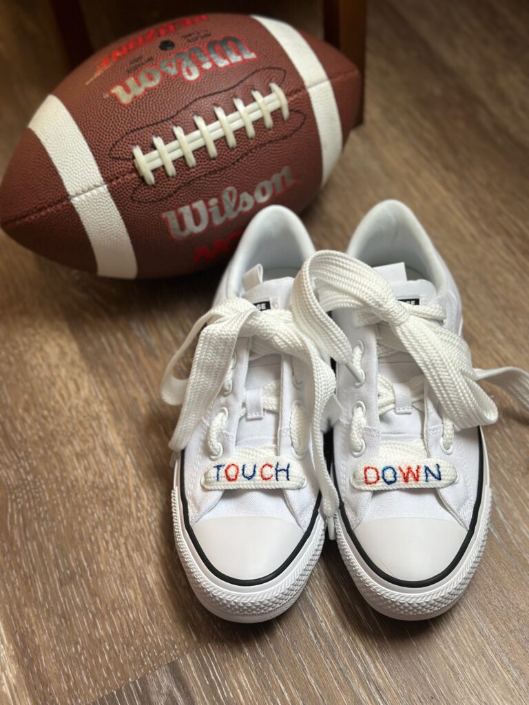 embroidered shoelaces with Sulky Thread