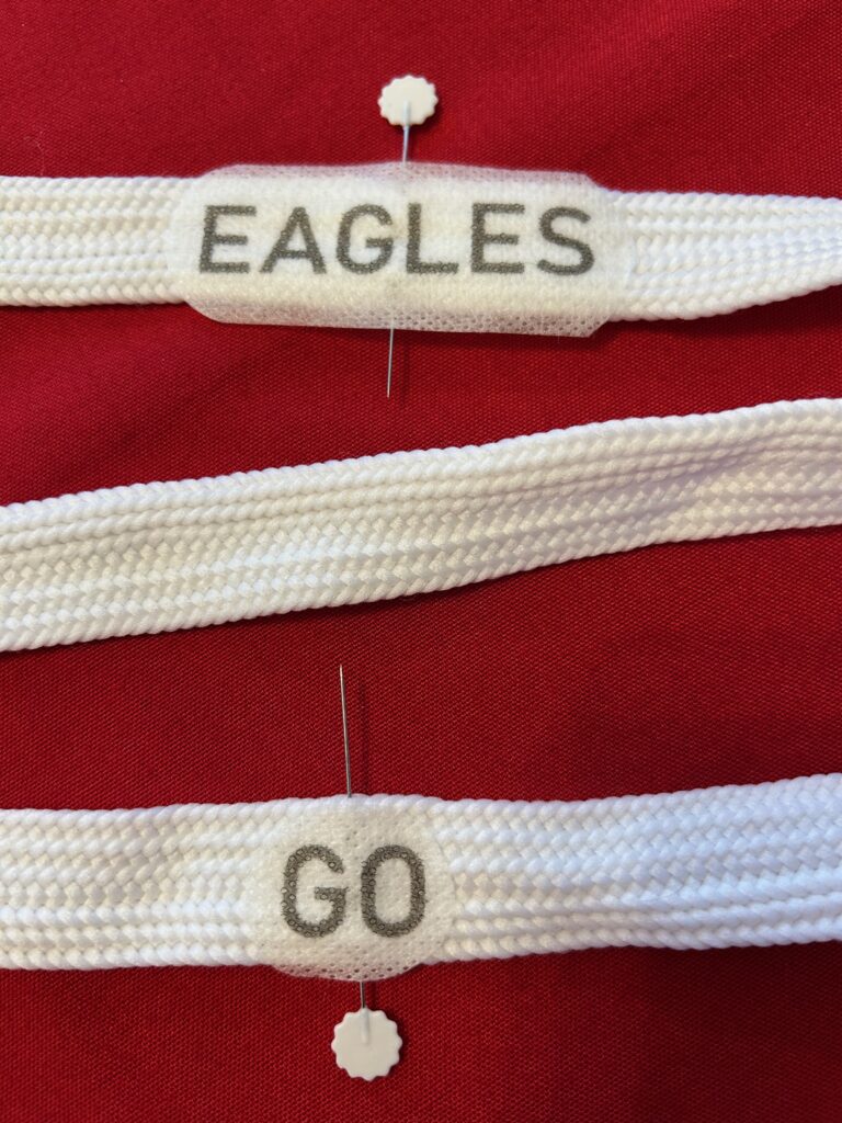 centering Stick 'n Stitch templates onto shoelaces
