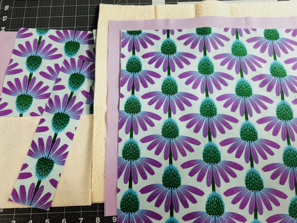 cut pieces for Quilted Tote with Macrame Handles