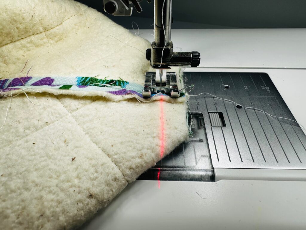 stitching along corner seam