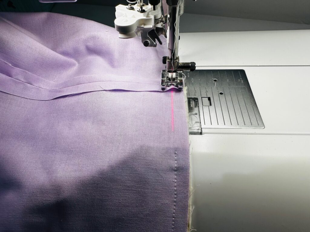 stitching quilted tote upper edge