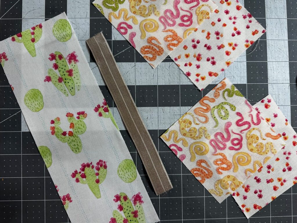 fabric supplies for quilty bookmark