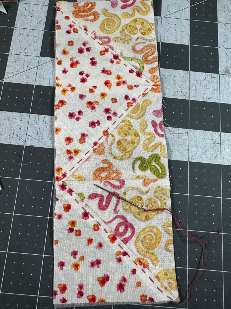 big stitch quilting on bookmark front