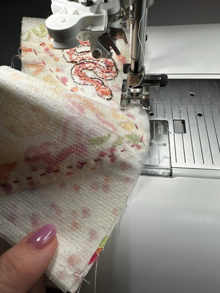 stitching long edges of bookmark