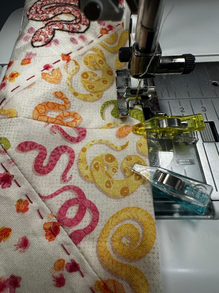 topstitching quilty bookmark