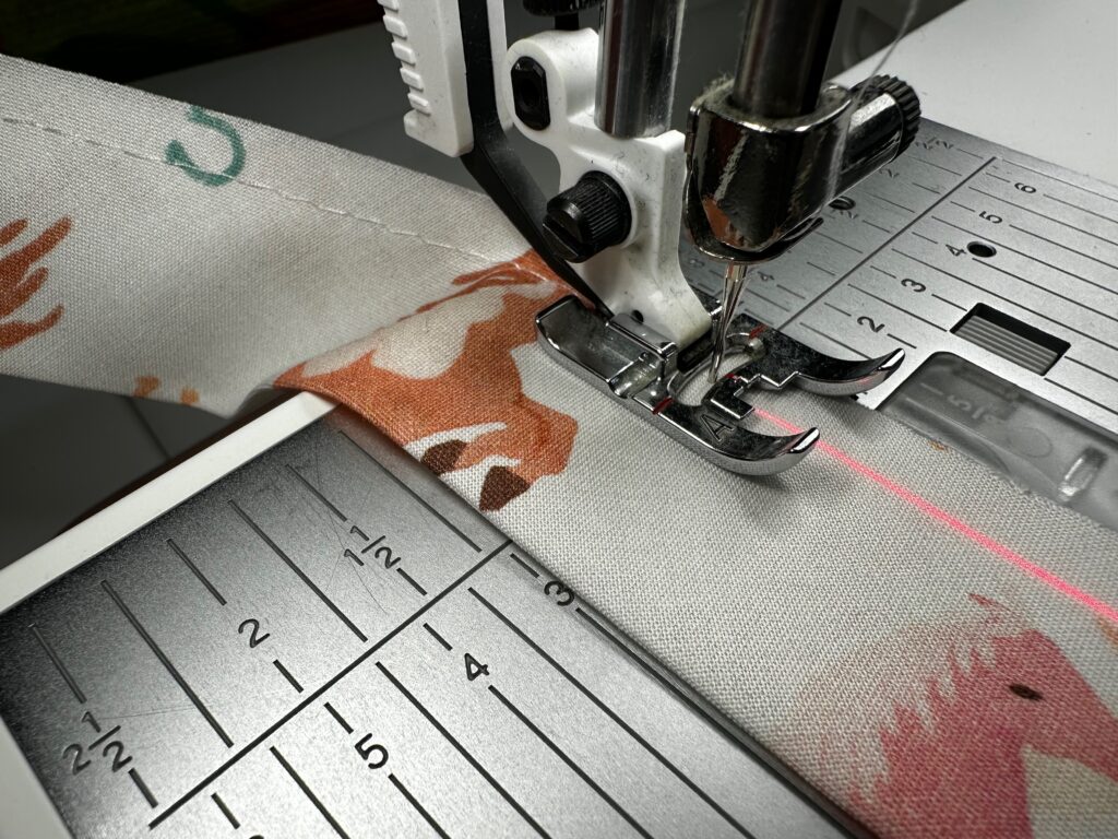 sewing gathering stitch along ruffle raw edge