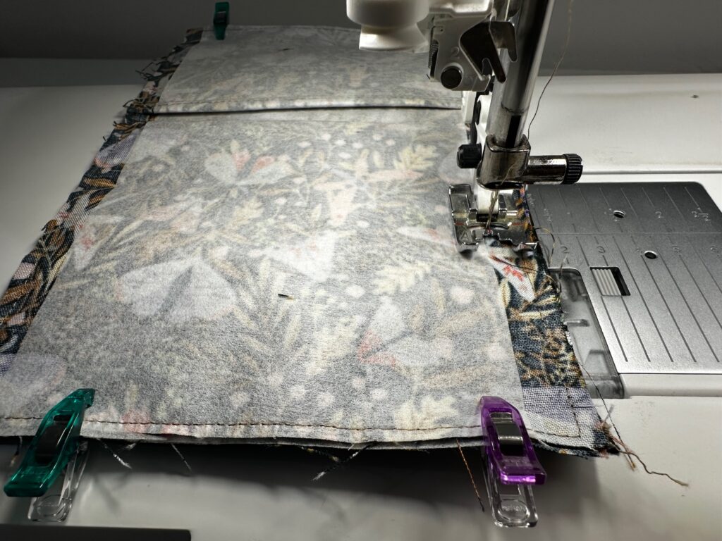 stitching interior to exterior along long edges